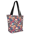 thumbnail image 2 of KLL Tote Bag for Women colorful Skull rose Print Shopping Grocery Reusable Bags for Office School Shopping Travel, 2 of 6