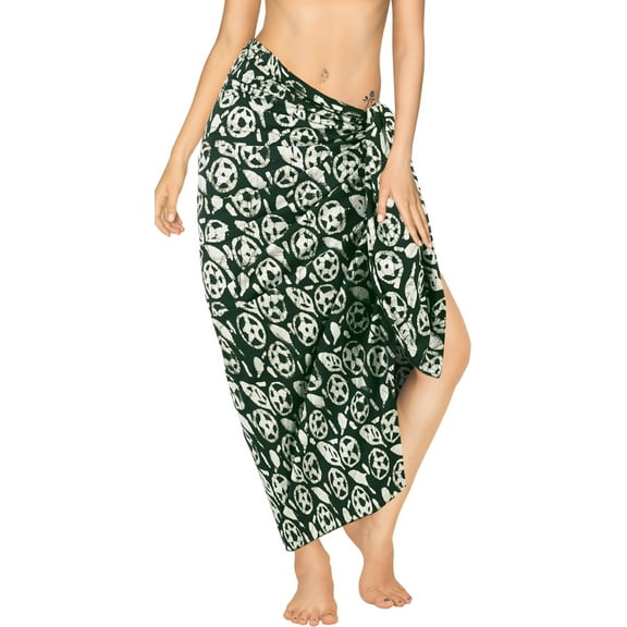 LA LEELA Women's High Waist Tie Sarongs Long Cover Ups One Size Coal, Stars