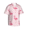 thumbnail image 2 of Balery Cute Flamingo with Heart Print Men's Hawaiian Shirts Short Sleeve Beach Shirt Relaxed Fit Vacation Button Down Shirts-X-Large, 2 of 8