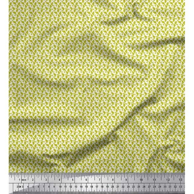 Soimoi Polyester Crepe Fabric Dolphin Small Print Sewing Fabric Yard 42 Inch Wide