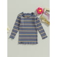 thumbnail image 2 of Bagilaanoe Toddler Baby Girl T-Shirt Casual Stripe Print Long Sleeve Tops 9M 12M 18M 24M 3T 4T Kids Pullovers Fall Clothes, 2 of 8
