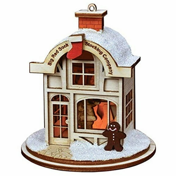Old World Christmas Ginger Cottages Wooden Ornament, Big Red Sock Stocking Co.
