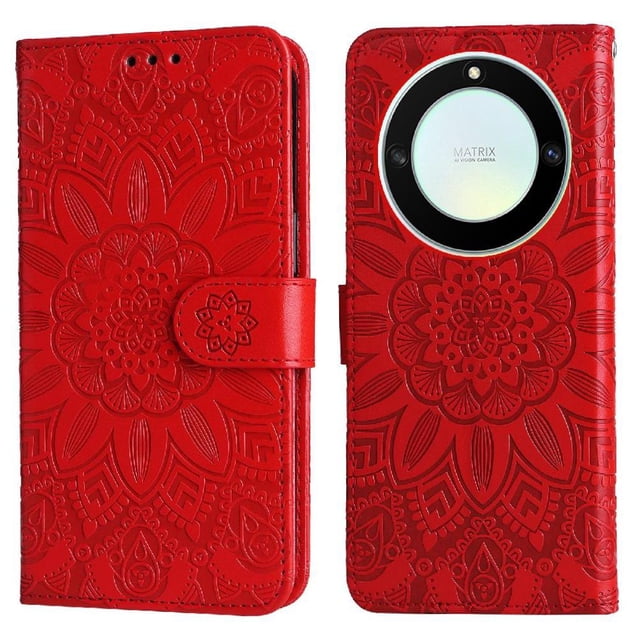 Funda tipo cartera GANGXUN para Honor X9A , diseño girasol, cuero PU, soporte, cierre magnético, tarjetero