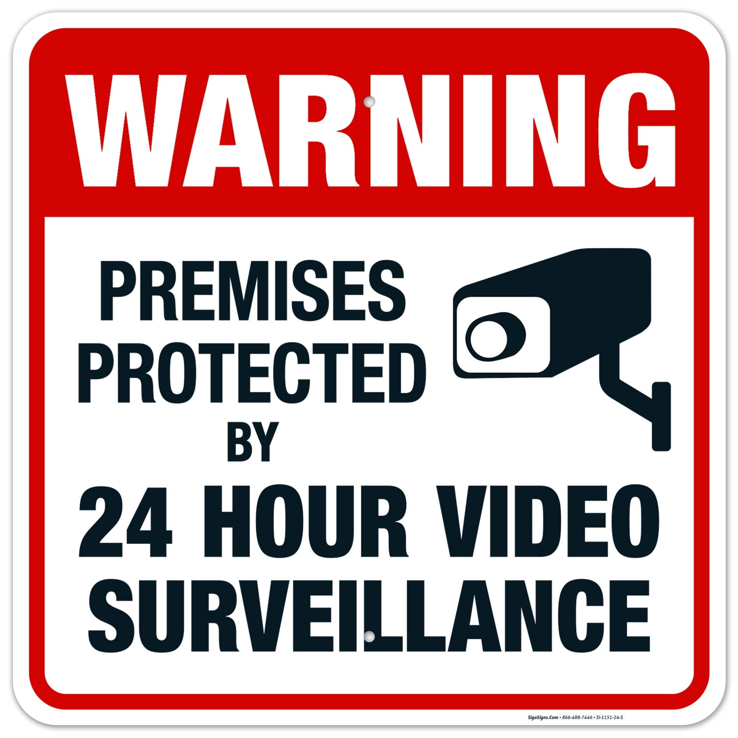 Warning Premises Protected By 24 Hour Video Surveillance Sign, 24x24 ...