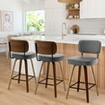 thumbnail image 3 of ANMINY Swivel Counter Height Bar Stools, Set of 2, Upholstered Faux Leather Barstools with PU Back, 26" Seat Height Bar Chairs for Kitchen Island, Bentwood Wood Frame, 3 of 11