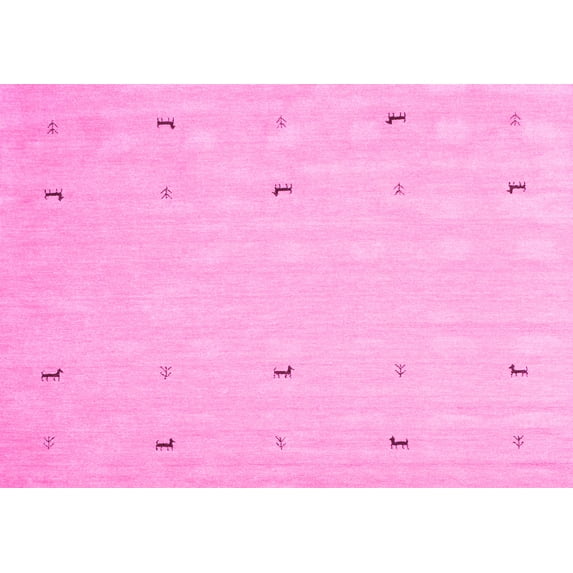 Ahgly Company Indoor Rectangle Solid Pink Modern Area Rugs, 6' x 9'