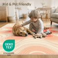 thumbnail image 4 of ODIKA 8'x10' Washable Area Rug Non-Shedding, Easy Care, Peach Concentric Spiral Coral Blush Flowing Gradient Curves Contemporary for King Size Bedroom Under Bed, Master Suite, 4 of 7