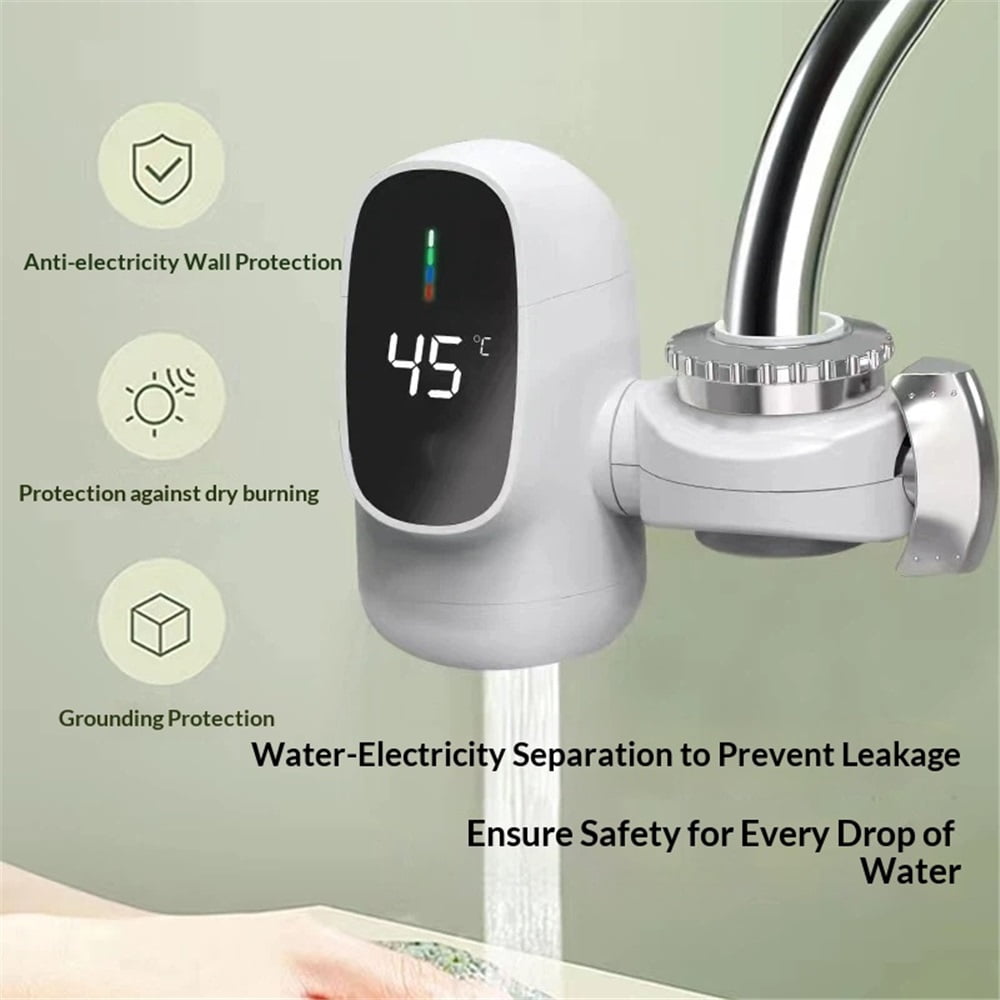 Electric Heating Faucet,110V Tankless Hot Water Heater Faucet with LED Temperature Display, Instant Tankless Water Heater for Kitchen Bathroom Fast Heating Tap Water Faucet（American standard plug）