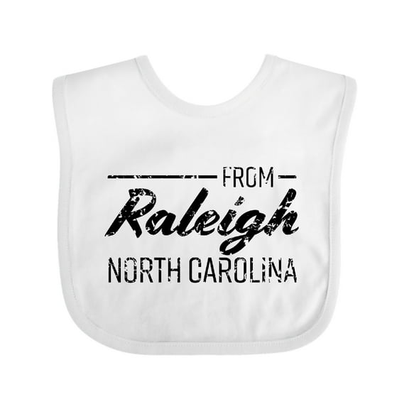 Inktastic From Raleigh North Carolina in Black Distressed Text Boys or Girls Baby Bib