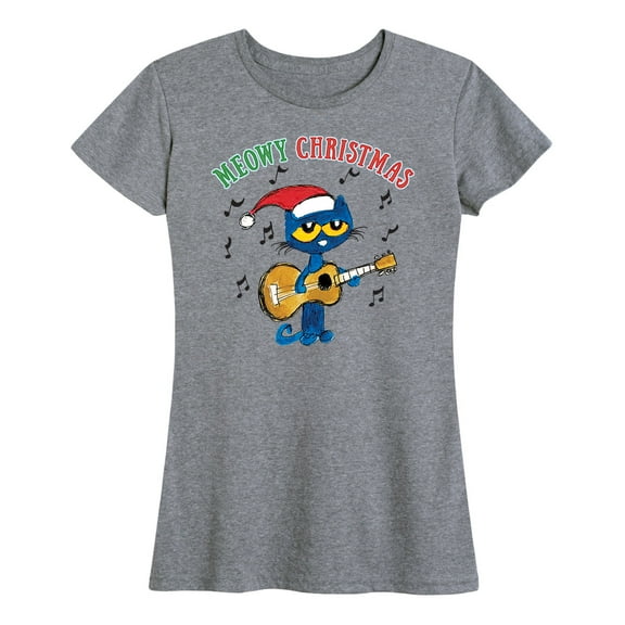 Pete The Cat - Meowy Christmas Pete With Guitar - Women's Short Sleeve Graphic T-Shirt