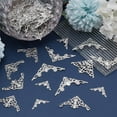 thumbnail image 4 of 100pcs Metal Book Corners 4 Styles Tibetan Sliver Corner Protector Hollow Triangle Wrap Connector Filler Filigree Corner Embellishments Pendent Metal Album Resin for Jewelry Making, 4 of 6