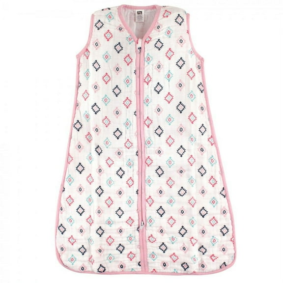Hudson Baby Infant Girl Muslin Cotton Sleeveless Wearable Sleeping Bag, Sack, Blanket, Pink Aztec, 0-6 Months
