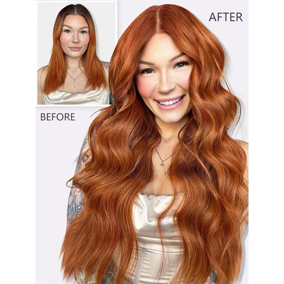 WEIF-Clip in Hair Extension6PCS Orange Red Long Wavy Hair Extension 24 Inch Thick Soft Synthetic Hair Double Weft Hairpieces for Women