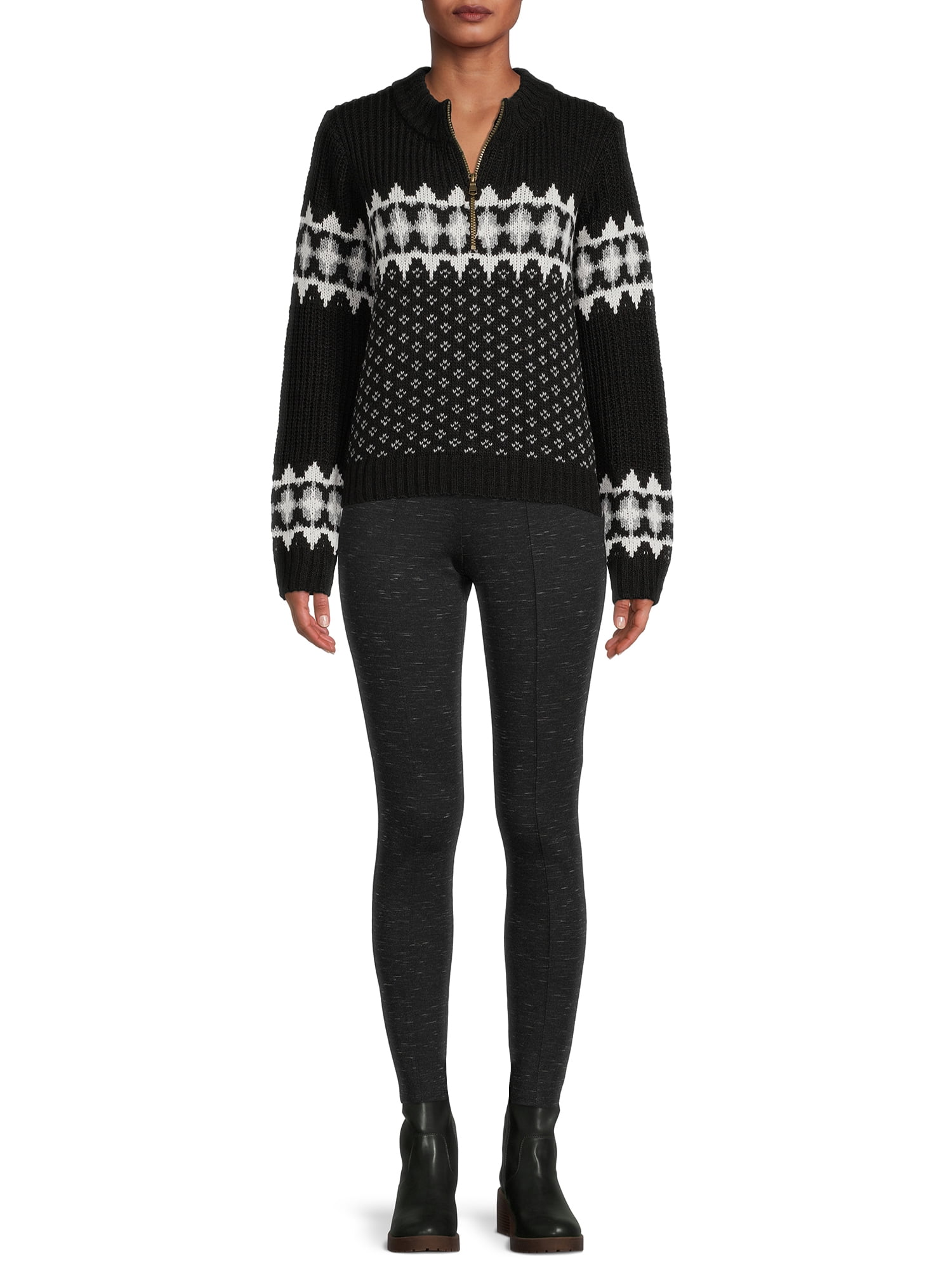 Heart N Crush Women's Cozy Pattern Quarter-Zip Pullover