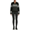 thumbnail image 2 of Heart N Crush Women’s Pattern Zip Pullover Sweater, 2 of 5