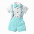 thumbnail image 2 of Kaprioy Toddler Kids Boy Shorts Clothing Set Baby Boy Dress Clothes Baby Boys Formal Suit Set Short Sleeve Romper Suspenders Shorts Pants Bowtie Wedding Tuxedo Outfits, 2 of 7