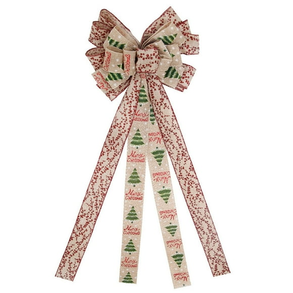 yulier Christmas Tree Topper Bow, 35x12 Inches Artificial Xmas Tree Flower Topper Decor, Large Christmas Bow for Christmas Tree Decorations, Wedding Birthday Christmas Party Supplies