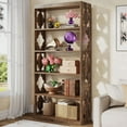 thumbnail image 5 of 6-Tier Modern Bookshelf with Rhombus Patterns, Thick Particle Board, 75lb per Shelf, Anti-Tip Kit, for Home/Office, 5 of 6