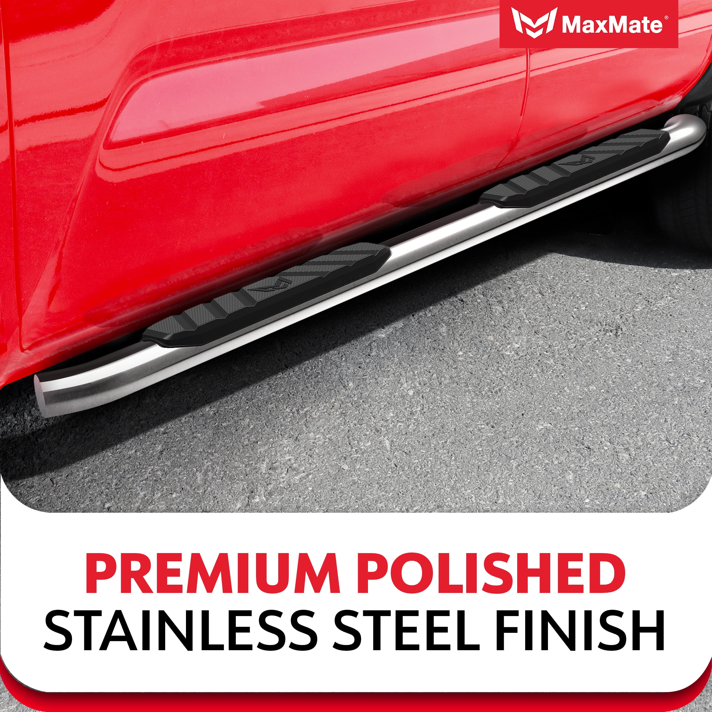 MaxMate 3.5" Oval Nerf Bar Side Steps Compatible with 2007-2018 Chevy Silverado GMC Sierra 1500; 2007-2019 2500 3500HD | Crew Cab | SS2C35017MX | Side Rails Running Boards