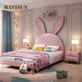 thumbnail image 4 of Rabbit Bed Net Red Bed Girl Bed Light Luxury Children's Bed Big Girl Princess Bed Cartoon Creative Children's Leather Bed My Lux Decor Round, 4 of 23