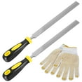 thumbnail image 1 of AMERTEER 2Pcs Flat File Ergonomic Hand File Wear Resistant Files Hand-held Metal Polishing Tool with Gloves for Wood Metal Glass Tile Ceramic Leather, 1 of 8