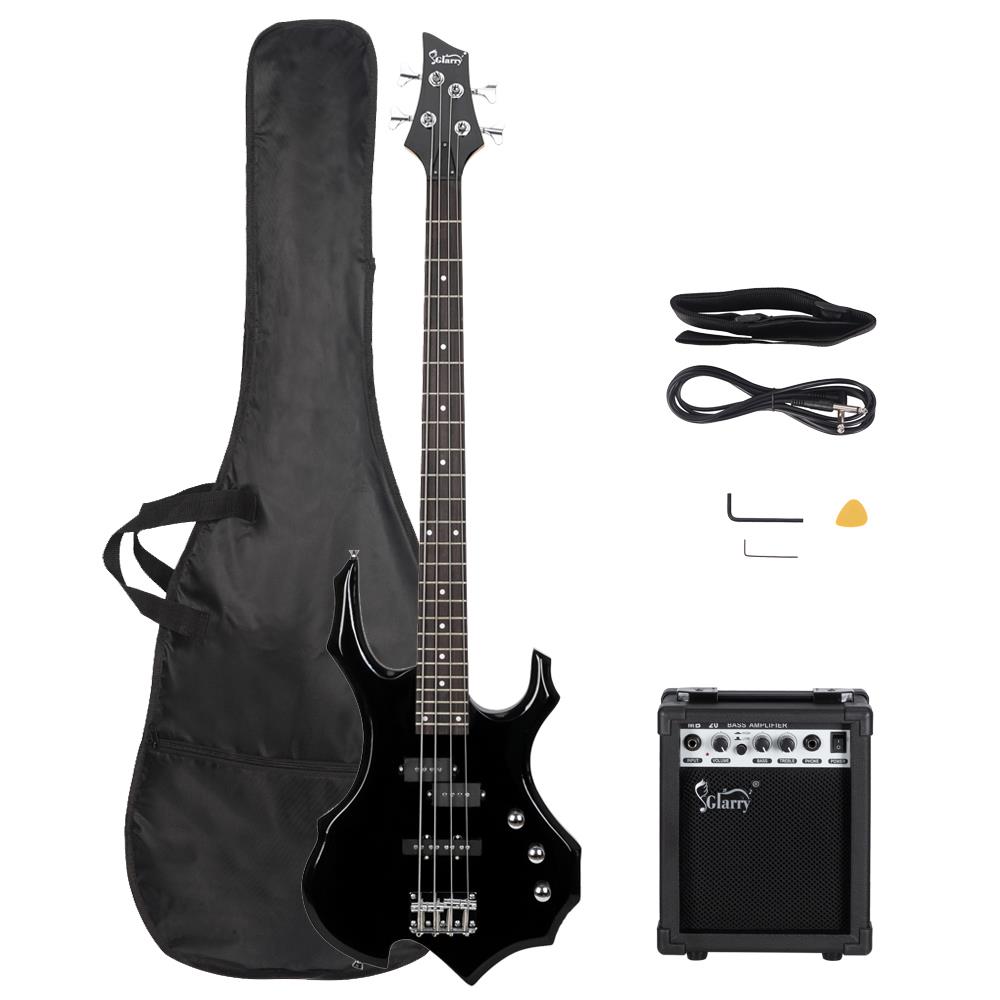 Bass+Gig　Glarry　Burning　Electric　Size　Full　Electric　Fire　Bass　Guitar　Style　String　Exquisite　bag+Connecting　Wire