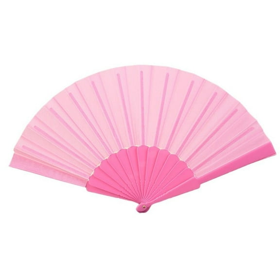 Retro Chinese Portable Plastic Elegant Folding Fan Cloth Hand Fan Silk Fan Handheld Fabric Hand Fan PINK
