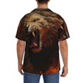 thumbnail image 3 of Balery Cool Flame Lion A Camisa Casual de Manga Corta con Botones para Hombre, Texturizada, Estilo Cubano, para Playa, Verano-X-Large, 3 of 5