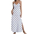 thumbnail image 2 of PNTUTB Women's Summer Fashion Polka Dot Casual Loose V Neck Sleeveless Halter Split Comfortable Ankle Length Dress, 2 of 6