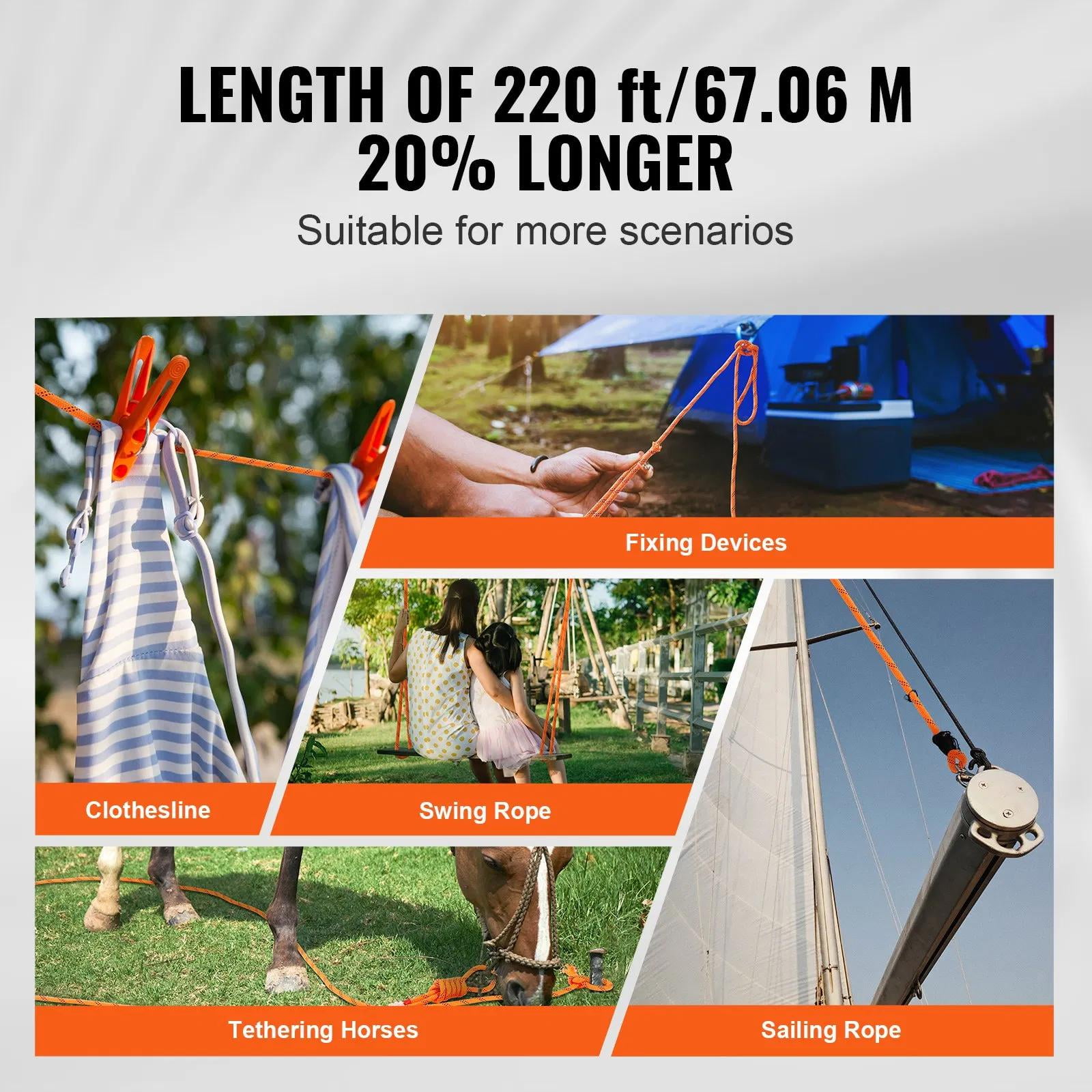 Outdoor Climbing Rope, Arborist Rigging Rope for Rock Hiking Camping Swing Rappelling Rescue