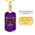 thumbnail image 3 of Samurai Skull Warrior Purple Keychain Dog Tag Stainless Steel or 18k Gold, 3 of 16