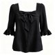 thumbnail image 5 of Neewe Womens 3/4 Sleeve Button Down Shirts Cotton Ruffle 3/4 Sleeve Tops Square Neck Casual Loose Fit Blouses, 5 of 5