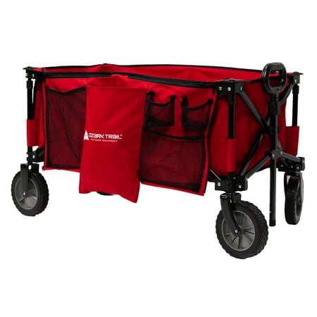 Ozark Trail Quad Folding Wagon with Telescoping Handle, (Best Collapsible Wagon For The Beach)