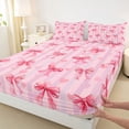 thumbnail image 3 of Feelyou Fashion Pink Bowknot Bed Sheets, Love Heart Flower King Sheets, Teens Kids Girls Women Sheet Set, Breathable Home Decor, 4pcs, 3 of 7