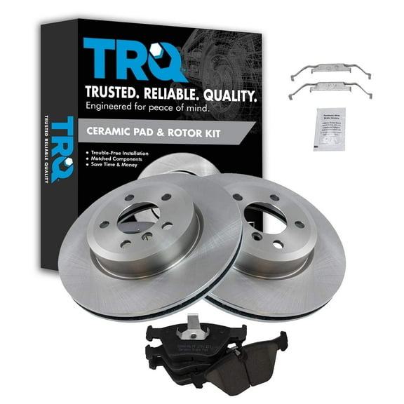 TRQ Front Brake Pad & Rotor Kit Brake Pads Brake Rotor Ceramic Fits Select 2004-2010 BMW X3