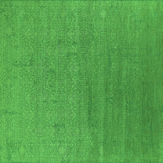 Ahgly Company Indoor Square Oriental Green Industrial Area Rugs, 6' Square
