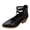 Black, variant on Women Pointed Toe Chunky Heel Dress Shoes Three Adjustable Straps Embossed Upper Back Zipper Spring Summer Vintage Shoes,Brown