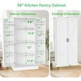 thumbnail image 3 of 50" LED Kitchen Pantry Cabinet Farmhouse Storage Cabinet Wood Food Pantry with Barn Doors and Adjustable Shelves Freestanding Buffet Cupboards Sideboard for Kitchen White, 3 of 15