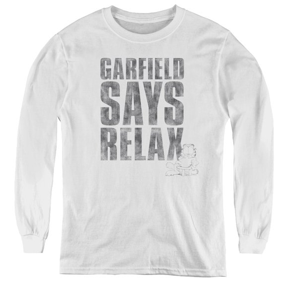 Garfield Relax Youth Long Sleeve T-Shirt White