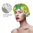 thumbnail image 4 of Easygdp Cartoon Frog Shower Caps for Women, Double Waterproof Layers Shower Cap, Quick Drying Bath Hair Cap Reusable, 4 of 9