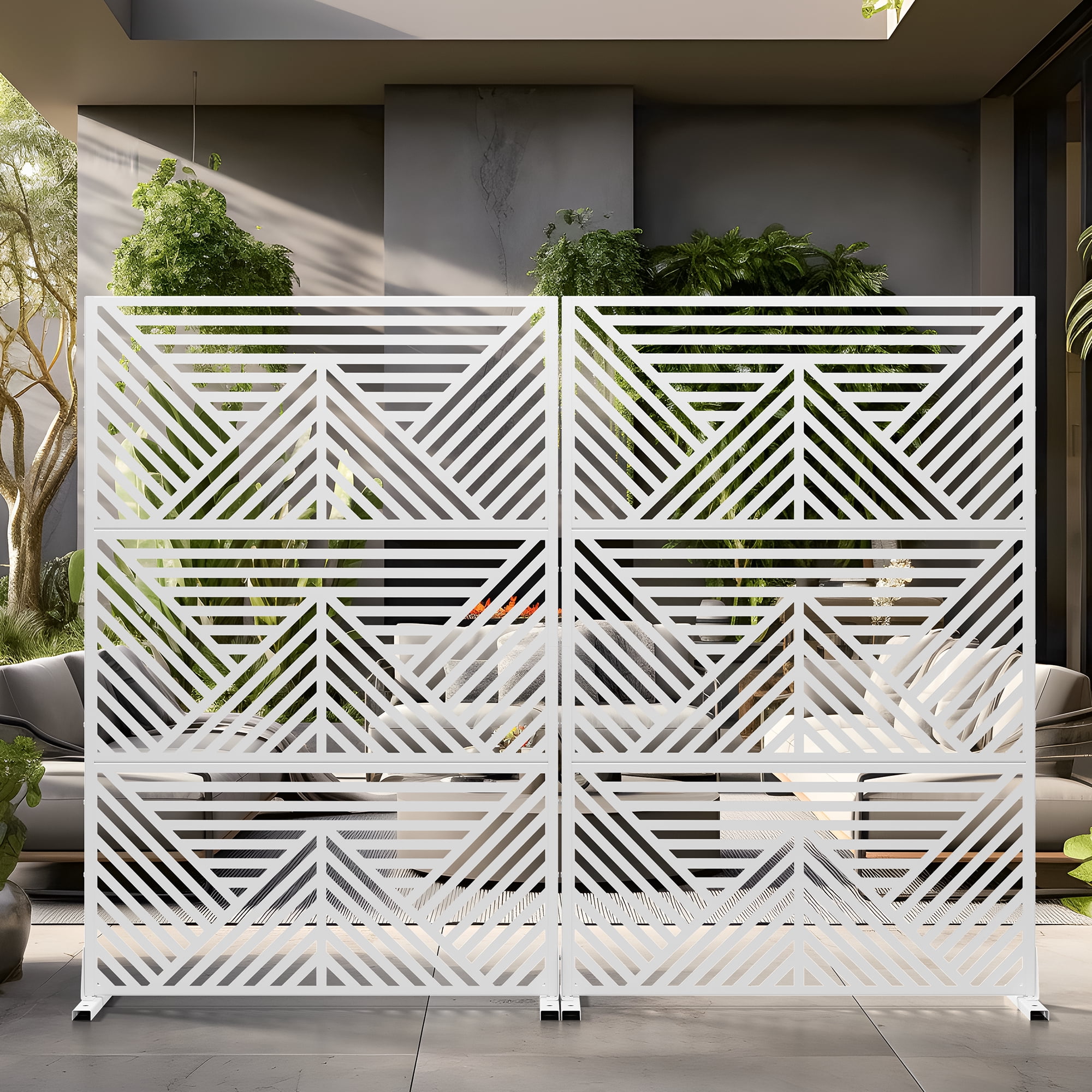 MAYEERTY Decorative Metal Screen – Durable Galvanized Steel Partition,White