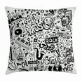 thumbnail image 1 of Doodle Throw Pillow Cushion Cover, Music Collection with an Abstract Drawing Rock Jazz Blues Genre Classic Dancing, Decorative Square Accent Pillow Case, 20 X 20 Inches, Black White, by Ambesonne, 1 of 2