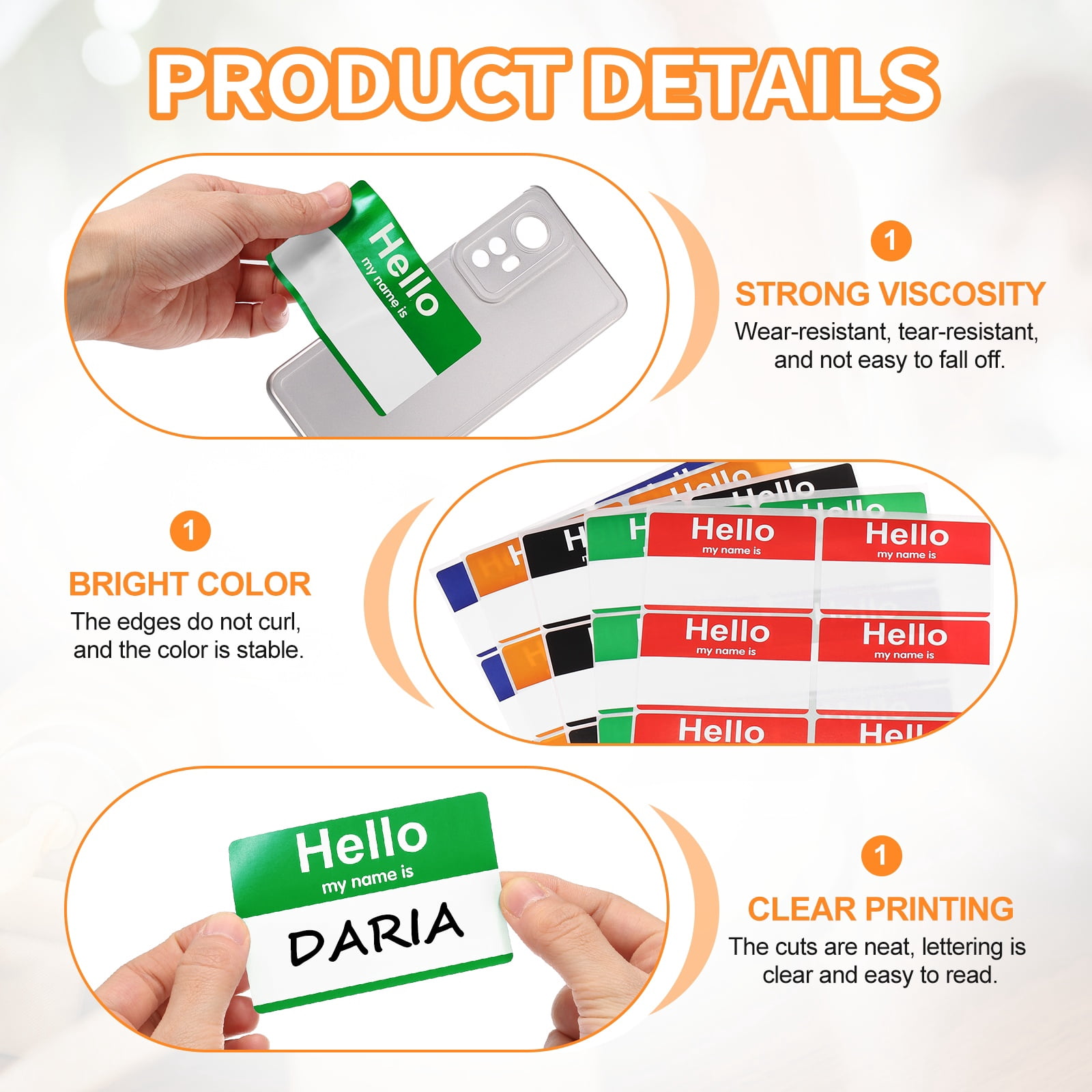 480 Pcs Peel and Stick Badges, 9.65 x 7.28 Inches Identification Stick Badge Name Tags Stickers Easy-to-tear Strong Adhesion for Desk Bag Meetings Conferences Parties, Green
