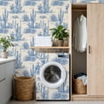 thumbnail image 4 of Peel and Stick Wallpaper Blue Cactus Agave Desert Succulent Plants Boho Western Wall Mural 17.7in x 9.8ft Self Adhesive Removable Wall Paper Renter Friendly Wallpaper for Nursery Bedroom Cabinets, 4 of 8