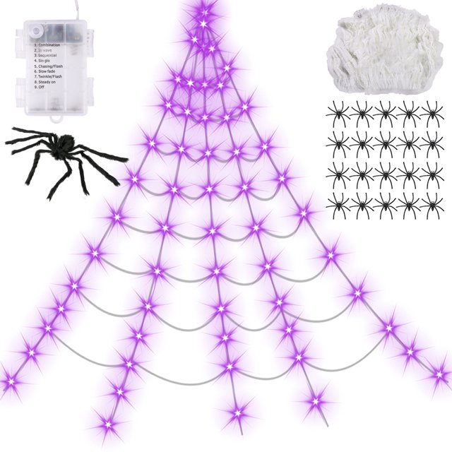 Luces Hadas Halloween Red Telaraña Luminosa 8 Modos