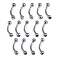 thumbnail image 3 of Curved Barbell With Bezel Set CZ Gems Surgical Steel 2 piece (16gx10mmx3mm) (red cz (TB3/6)), 3 of 3
