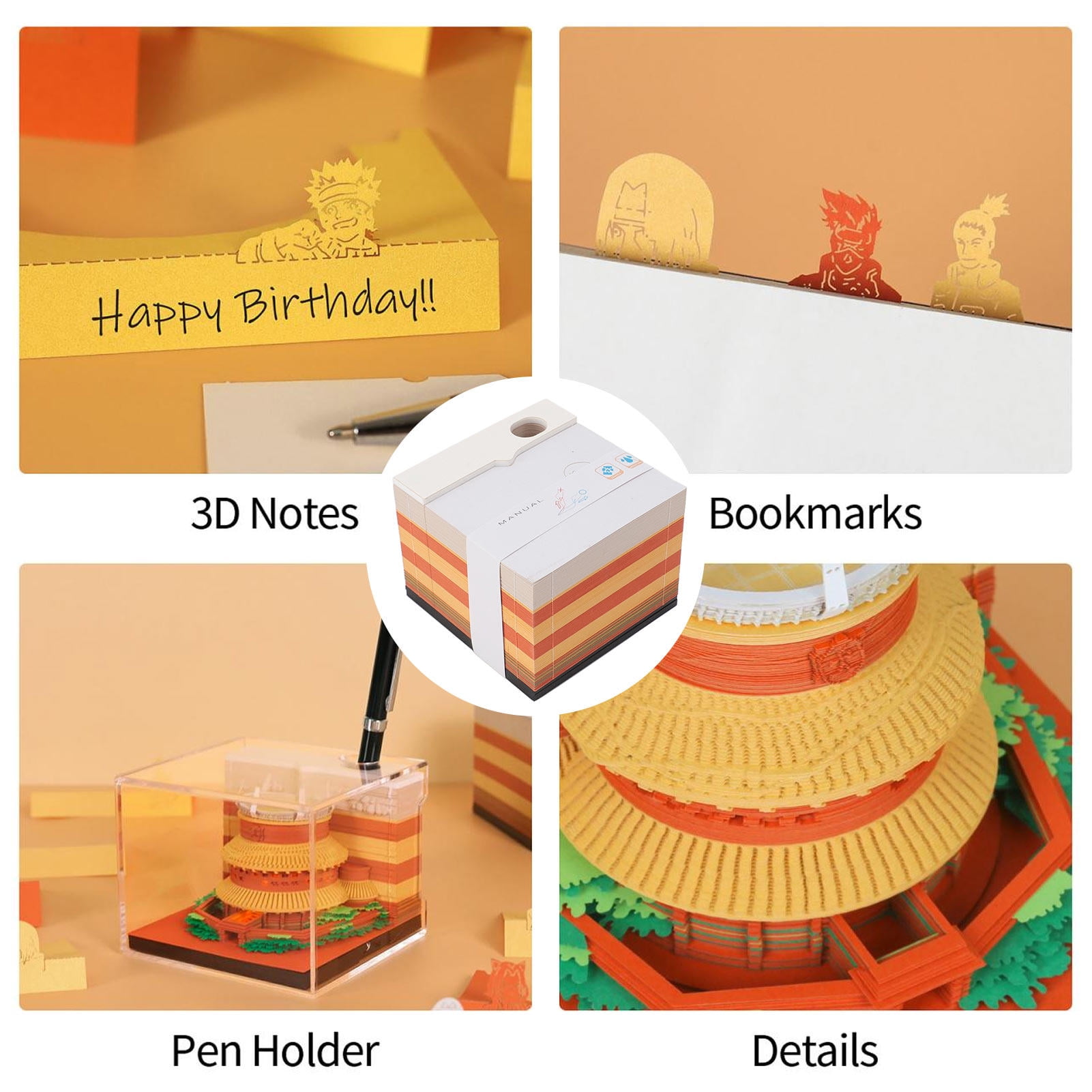 BIMZUC 3D Anime Memo Pad – Eco‑Friendly Paper Sculpture, Hand‑Cut Design, Dual‑Use Notebook & Desktop Ornament