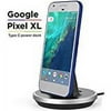 Google Pixel XL Desktop Charging Dock - Type C Charger (slim case compatible) by Encased (Aluminum/Black)