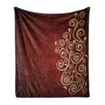 thumbnail image 1 of Burgundy Soft Flannel Fleece Throw Blanket, Floral Swirls Ivy Image Ombre Details Grunge Backdrop Flower Artwork, Cozy Plush for Indoor and Outdoor Use, 60" x 80", Cream Ruby, by Ambesonne, 1 of 6