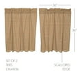thumbnail image 2 of VHC Brands Millsboro Plaid Cotton Rustic Kitchen Curtains Rod Pocket 36x36 Tier Pair, Khaki Tan, 2 of 5